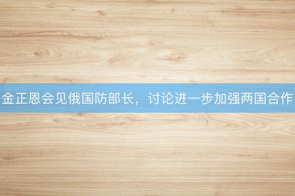 金正恩会见俄国防部长，讨论进一步加强两国合作