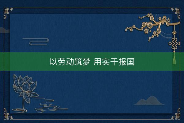 以劳动筑梦 用实干报国