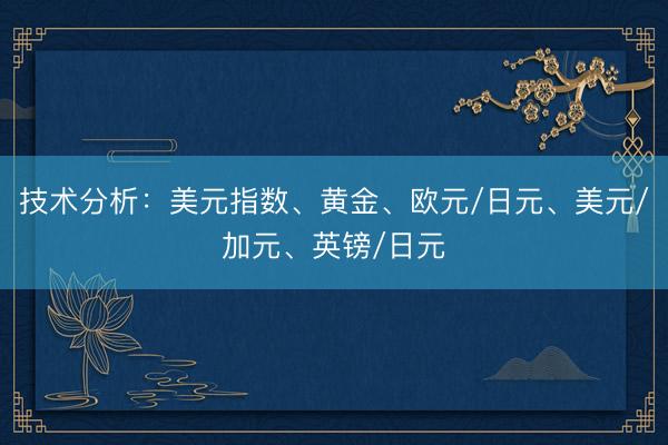 技术分析：美元指数、黄金、欧元/日元、美元/加元、英镑/日元