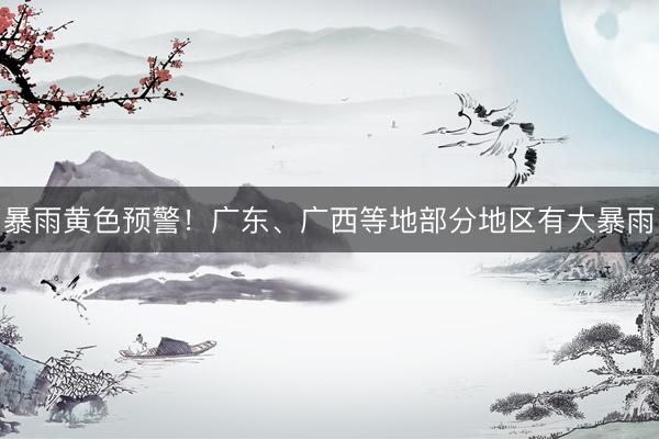 暴雨黄色预警！广东、广西等地部分地区有大暴雨