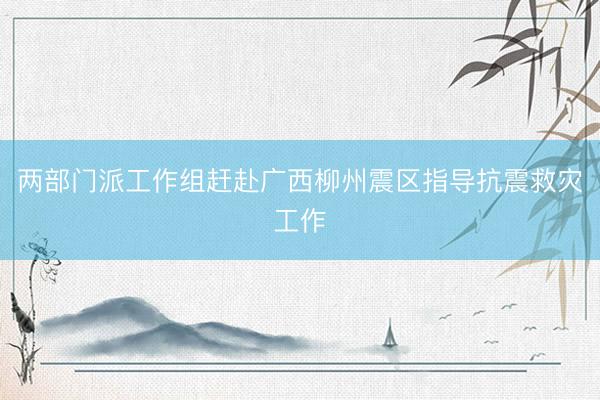 两部门派工作组赶赴广西柳州震区指导抗震救灾工作