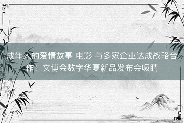 成年人的爱情故事 电影 与多家企业达成战略合作!文博会数字华夏新品发布会吸睛