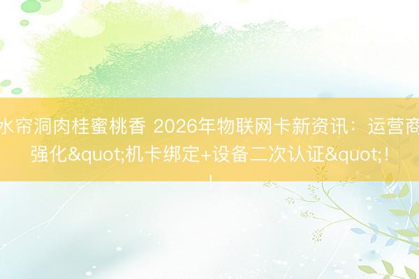 水帘洞肉桂蜜桃香 2026年物联网卡新资讯:运营商强化"机卡绑定+设备二次认证"!