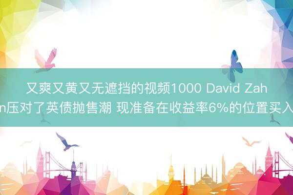 又爽又黄又无遮挡的视频1000 David Zahn压对了英债抛售潮 现准备在收益率6%的位置买入