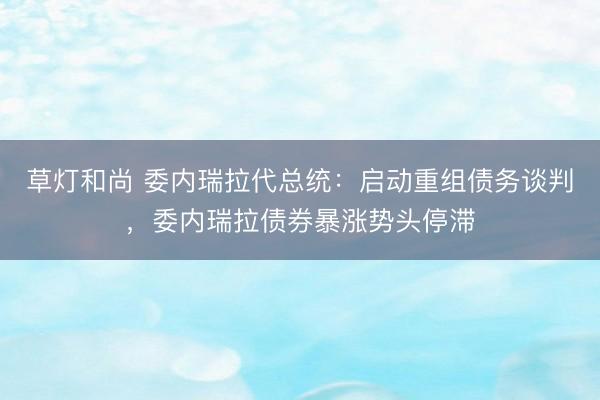 草灯和尚 委内瑞拉代总统：启动重组债务谈判，委内瑞拉债券暴涨势头停滞