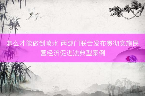 怎么才能做到喷水 两部门联合发布贯彻实施民营经济促进法典型案例