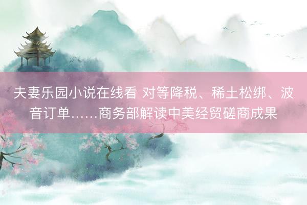 夫妻乐园小说在线看 对等降税、稀土松绑、波音订单……商务部解读中美经贸磋商成果