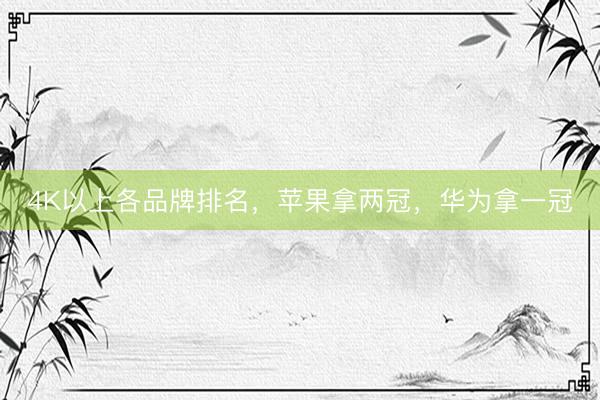 4K以上各品牌排名，苹果拿两冠，华为拿一冠
