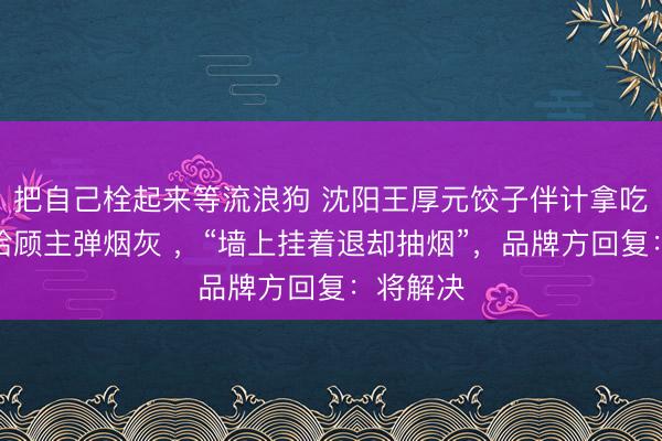 把自己栓起来等流浪狗 沈阳王厚元饺子伴计拿吃饭的碗给顾主弹烟灰 ，“墙上挂着退却抽烟”，品牌方回复：将解决