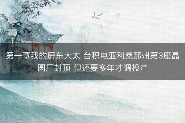 第一章我的房东大太 台积电亚利桑那州第3座晶圆厂封顶 但还要多年才调投产