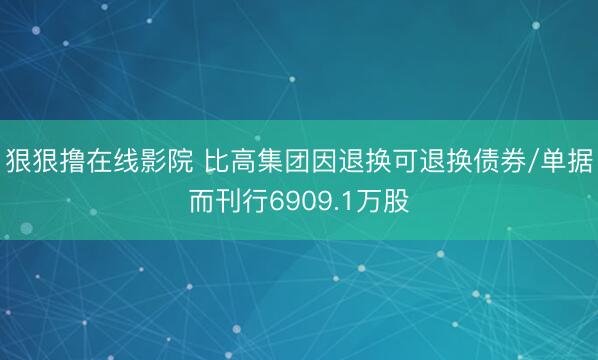 狠狠撸在线影院 比高集团因退换可退换债券/单据而刊行6909.1万股