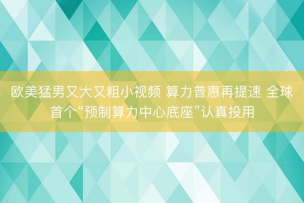 欧美猛男又大又粗小视频 算力普惠再提速 全球首个“预制算力中心底座”认真投用