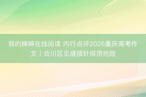 我的婶婶在线阅读 内行点评2026重庆高考作文｜合川区见缝插针排涝抢险
