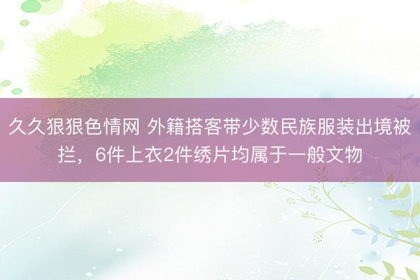久久狠狠色情网 外籍搭客带少数民族服装出境被拦，6件上衣2件绣片均属于一般文物