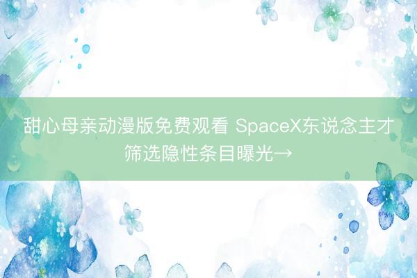 甜心母亲动漫版免费观看 SpaceX东说念主才筛选隐性条目曝光→