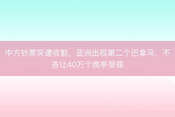 中方钞票突遭收割,亚洲出现第二个巴拿马,不吝让40万个岗亭受罪