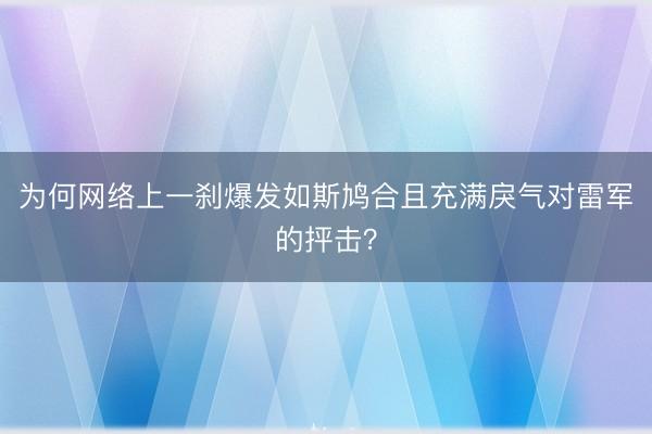 为何网络上一刹爆发如斯鸠合且充满戾气对雷军的抨击？